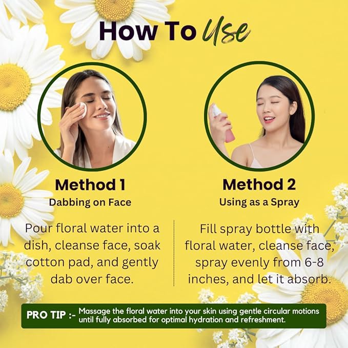 Deve Herbes Pure Chamomile Floral Water (Hydrosol) (Matricaria recutica) for Skin and Hair - 100ml (3.38 oz)