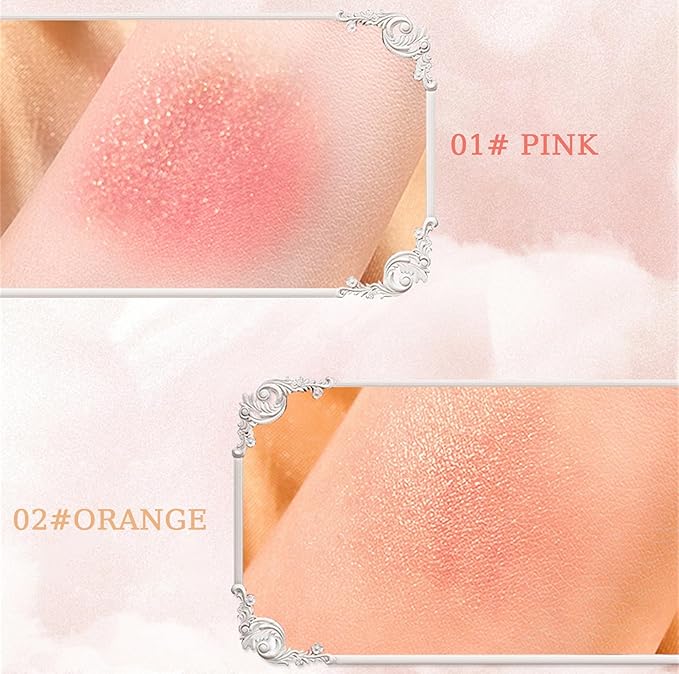 Embossed Smooth Powder Blush Palette for Cheeks, Korean Blush Makeup Palette, CDE Highlight Blush Palette Smooth Powder Blush, Long-Lasting Pigment Face Make up Blusher (Pink, 6g(0.21oz))