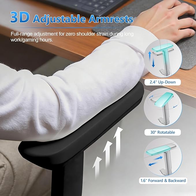 Office Chair Ergonomic Desk Chair with Lumbar Support and Headrest, Thick Cushion Mesh Computer Chair with Armrest and Tilt Lock, High Back Home Office Desk Chairs for Men Women
