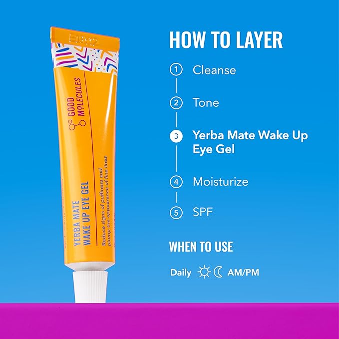 Good Molecules Yerba Mate Wake Up Eye Gel Pack 2 – 15 ml Each | Hydrating Under Eye Gel with Hyaluronic Acid & Caffeine for Dark Circles and Puffiness