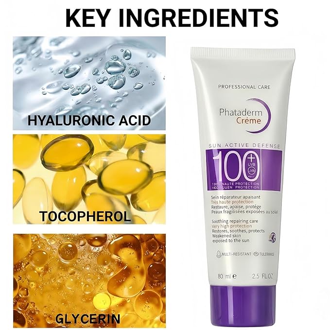SPF 100 Sunscreen for Face, Sun Active Defense Cream, Broad Spectrum UVA UVB Protection, Lightweight Moisturizing Daily Face Sunscreen, 80ml / 2.5 fl oz