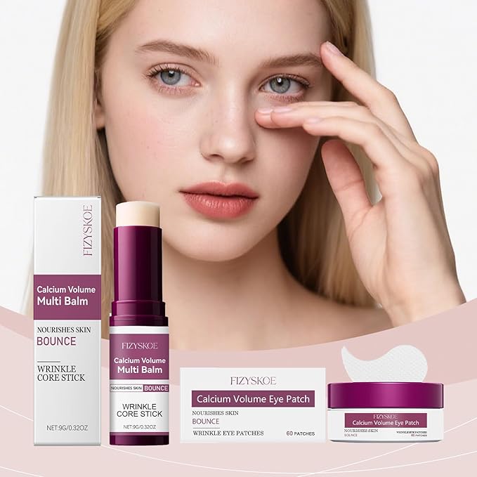 Eye Care Duo Set, Calcium Multi Balm Stick & Hydrogel Under Eye Patches 60ea (30 Pairs),Hydrating, Firming Skin, for Eye Treatment Skin Care Set (Balm Stick + Eye Patches)