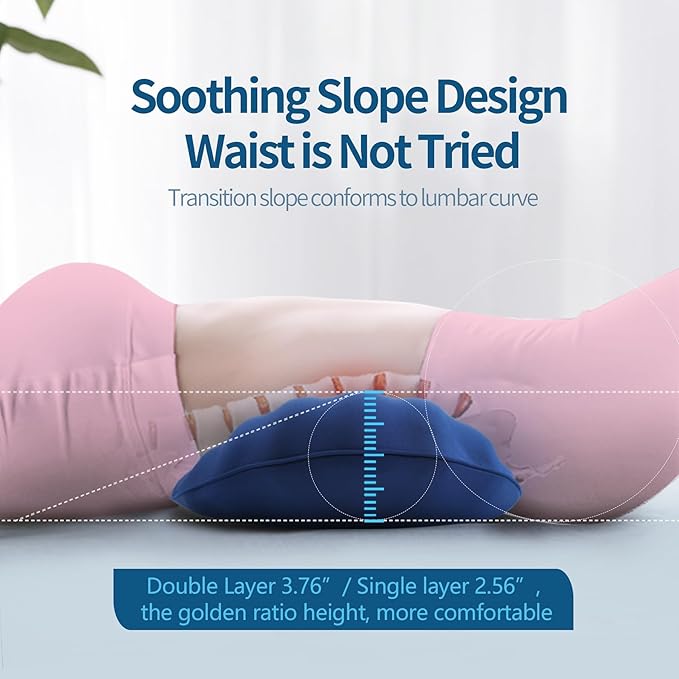 RESTCLOUD Adjustable Lumbar Support Pillow for Sleeping Memory Foam Back Support Pillow for Lower Back Pain Relief and Sleeping, Lumbar Support Pillow for Bed and Chair with 2 Insert Pads