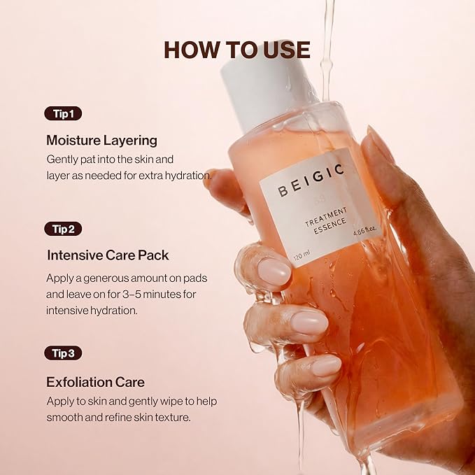 BEIGIC Treatment Essence - Hydrating Face Essence for Radiance & Smooth Skin Texture with Vegan Peptides & Niacinamide for Glass Skin (1.01 Fl. Oz)