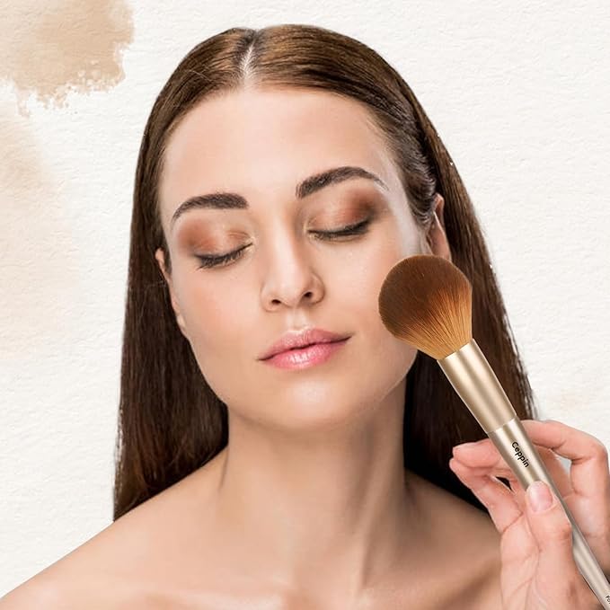 Professional Makeup Brushes 10Pcs, Premium Synthetic Make Up Brush Set, Powder Foundation Contour Blush Concealer Eye Shadow Blending Liner Makeup Brush Kit (Golden)
