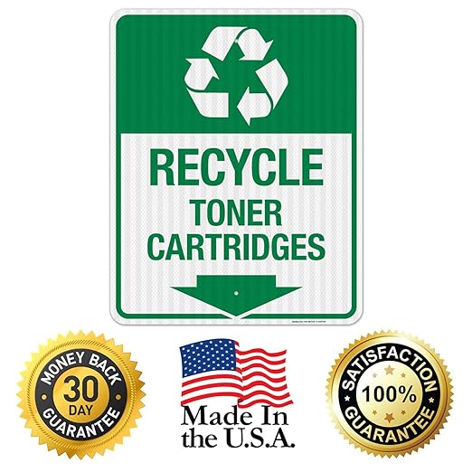 Recycle Toner Cartridges Sign, 24x30 Inches, 3M EGP Reflective .080 Aluminum, Fade Resistant, Made in USA