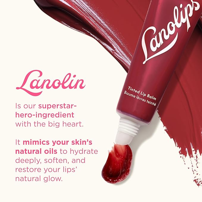 Lanolips Tinted Lip Balm - Enriched with Lanolin Oil for Shine & Hydration - Hydrating Tinted Lip Gloss Tube - Spice (12.5g / 0.44oz)