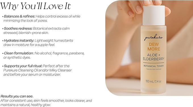 Toner | Organic Aloe Facial Pore Toner with Organic Elderberry | Effective at Removing Deep Dirt and Oils Without Stripping Essential Skin Nutrients | 100 mL