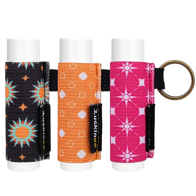3PCS Lip Balm Holder Keychain Lip Gloss Keychain Holder Lipstick Holder Lip Balm Pouch Keychain Compatible with ChapStick, Burt's Bees, Christmas Stocking Stuffers