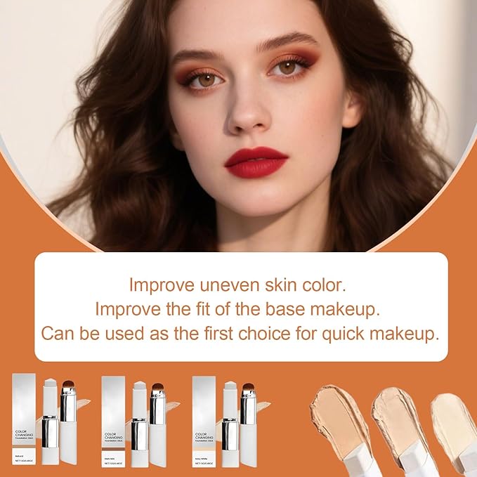 Blanc Cover Cream Stick - Korean Color-Changing Foundation Stick with Detachable Brush, Buildable Coverage, Hydrating Makeup for Flawless & Smooth Skin, Tattoo Cover Up Makeup (lvory white)