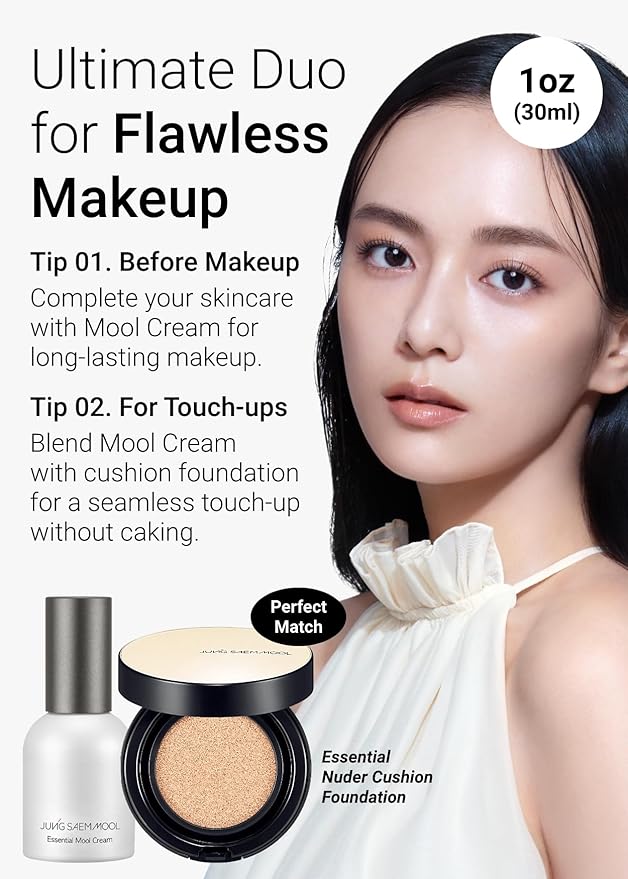 JUNG SAEM MOOL Essential Mool Cream | Hydrating Primer for a Long-Lasting Foundation Makeup, Glow Finish, Centella and Panthenol for Glass Skin, Korean Skincare (Original, 1 Fl Oz)
