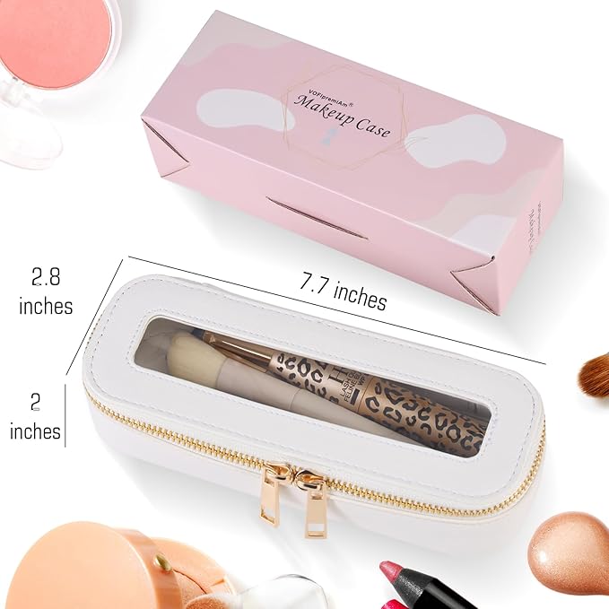 Small Travel Makeup Bag brush holder,Clear Makeup Bag Cosmetic Bags with Zipper,Waterproof Clear Toiletry Bag Makeup Brush Bag Travel Case for Women