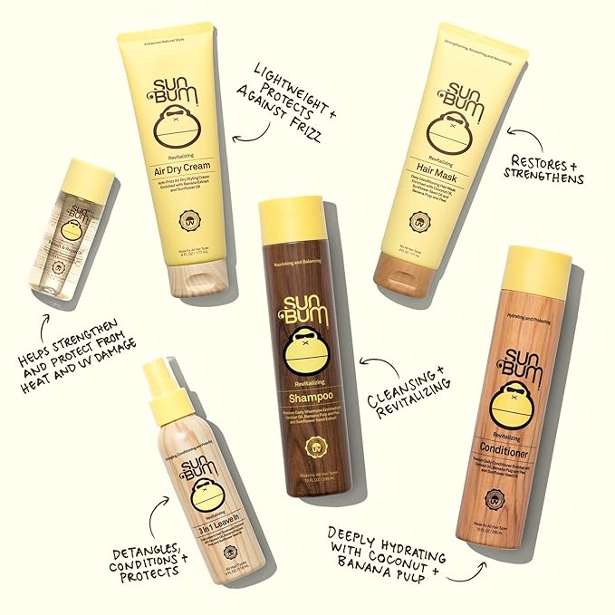 Sun Bum Revitalizing Air Dry Cream-Anti Frizz Styling Cream with Banana Extract and Sunflower Oil-Vegan-Without Parabens-UV Protecting-Helps Smooth and Enhance Natural Hair Texture-6 fl oz,(Pack of 2)