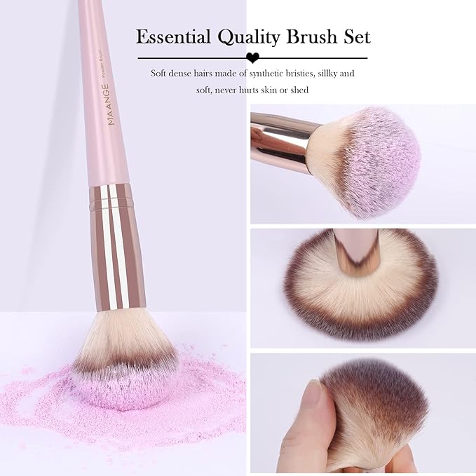 Makeup Brushes, 18 Pcs Professional Premium Synthetic Makeup Brush Set with Case, Foundation Kabuki Eye Travel Make up Brushes sets (Pink Gold)