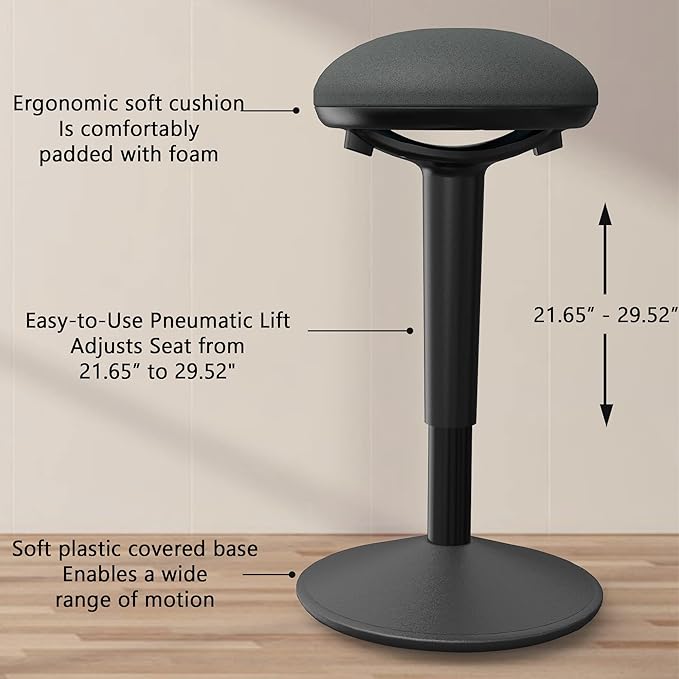 Standing Desk Chair with 360-Degree Standing Desk Chair with Memory Foam Seat Cushion, Lightweight & Flexible