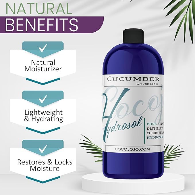 Dr Joe Lab Cucumber Hydrosol Spray Toner for face Floral Water Hydrating Mist, Pure and Natural for All Skin Types COCOJOJO - 32 oz