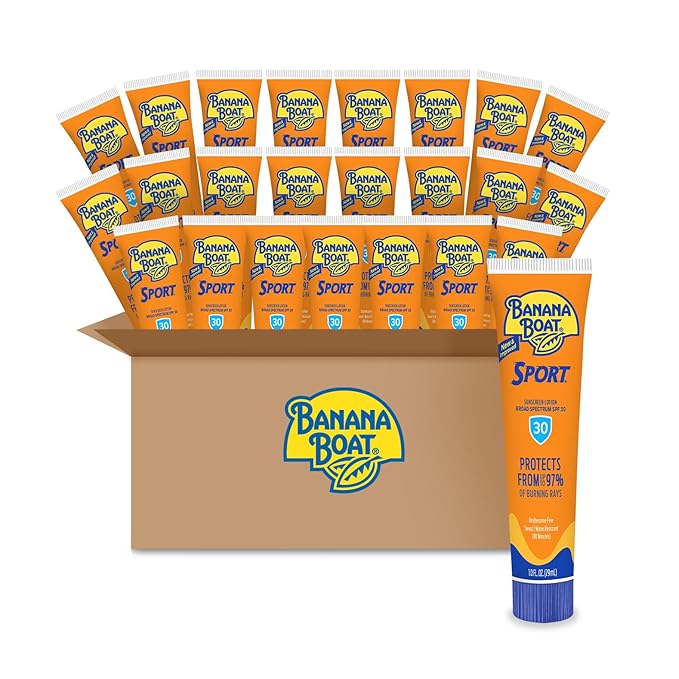 Banana Boat Sport Ultra SPF 30 Sunscreen Lotion, 1Fl Oz, Travel Size Sunscreen SPF 30, Banana Boat Sunscreen SPF 30 Lotion, Oxybenzone Free Sunscreen, Sunblock Lotion Sunscreen, Mini Sunscreen, 1Fl Oz