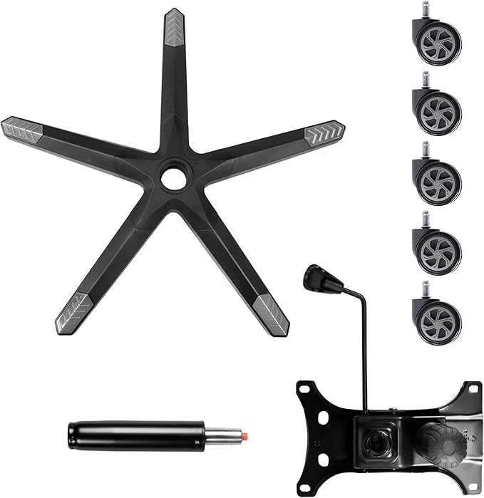 Frassie 28 inch Nylon Gaming Chair Base Replacement with Bottom Plate Stand Cylinder, 5 Casters (Grey)