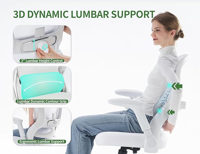 White Office Chair for Big and Tall People - 400lbs Wide Seat Computer Desk Chair Gaming Ergonomic High Back Cushion Lumbar Support with Comfy Mesh Swivel Rolling Home, Task Chair