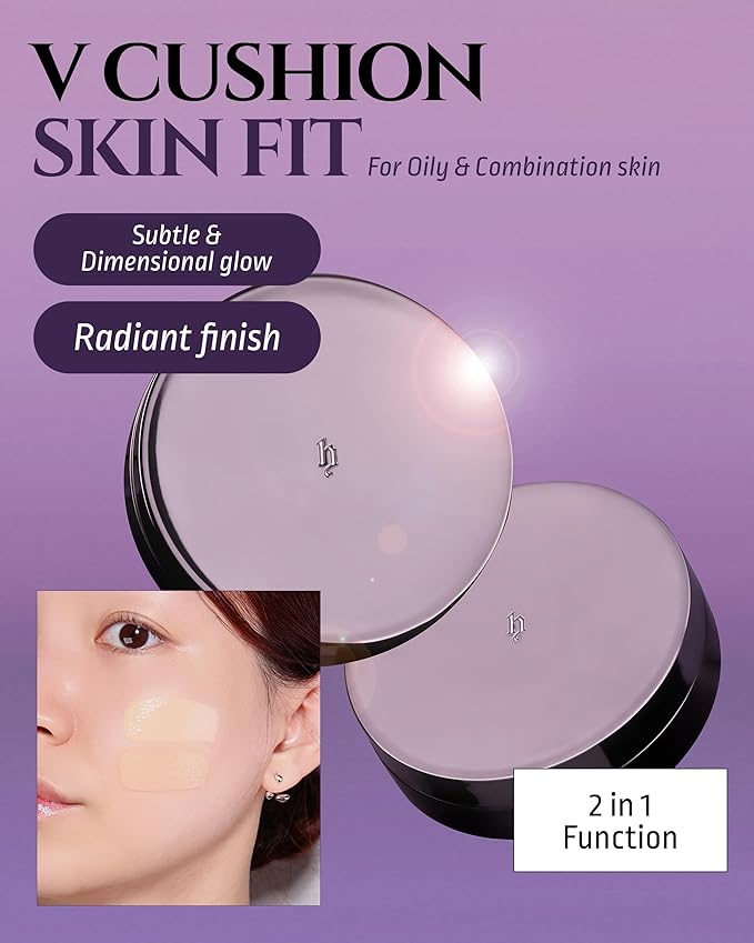 HEVVYMAKEUP V Cushion Skin Fit No.23 Medium Begie - Korean Makeup Flawless Radiance Foundation for Oily and Combination Skin - Poreless Ariy Weightless Coverage, 0.35oz.
