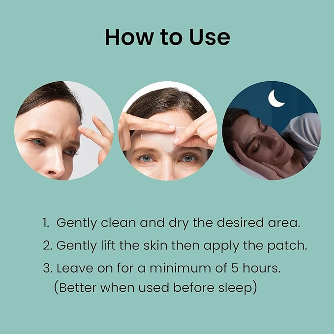 Advanced Wrinkle Patches 20ct Smile Line, Frown Line Wrinkle Patches for Facial Korean Skin Care Face Wrinkle Tape Invisible Overnight with Retinol & Collagen (Large (Forehead))