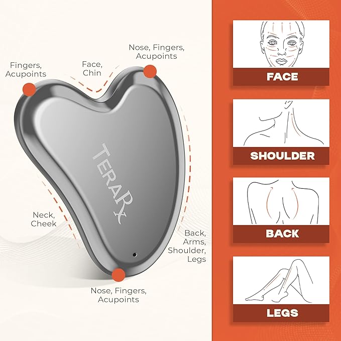 TeraRX® Terahertz Gua Sha for Enhanced Lymphatic Drainage, Reduced Puffiness, and Relieved Facial Tension – 100% Authentic Terahertz Stone Gua Sha Facial Tools