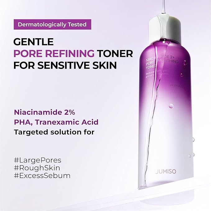 JUMISO Niacinamide 2% + PHA/BHA Pore Smoothing Toner (205ml/6.93 fl oz), 1% TXA + Glutathione, Glass Skin Prep, Gentle Exfoliation for Textured Skin, Unscented, Korean Skincare