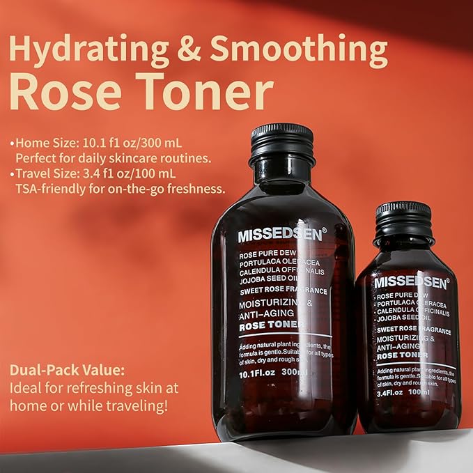 Rose Water Face Toner, Moisturizing & Anti-Aging for All Skin Types (13.5Fl oz)