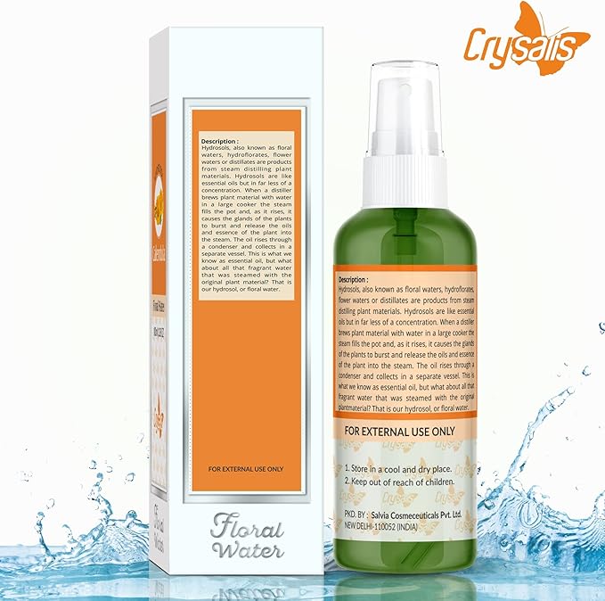 Crysalis Calendula Floral Water Cosmetic Grade (100 ml / 3.38 fl oz) - for Skincare, Haircare & Cosmetic Formulations