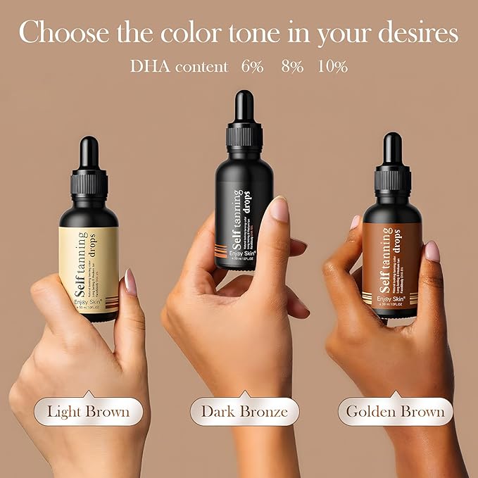 Self Tanning Drops:Customizable Sunless Tanning from Light Glow to Dark Bronze,Rich in Natural Ingredients for Caring Skin,No Skin Damage and Change Easily