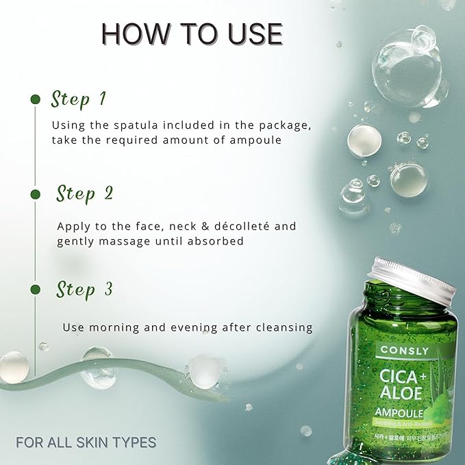 Cica & Aloe All-in-One Ampoule – Soothing Hydrating Gel Serum, 3-in-1 Toner Essence Serum for Sensitive Skin, Lightweight Facial Serum for Face & Neck, 250 ml / 8.45 fl oz