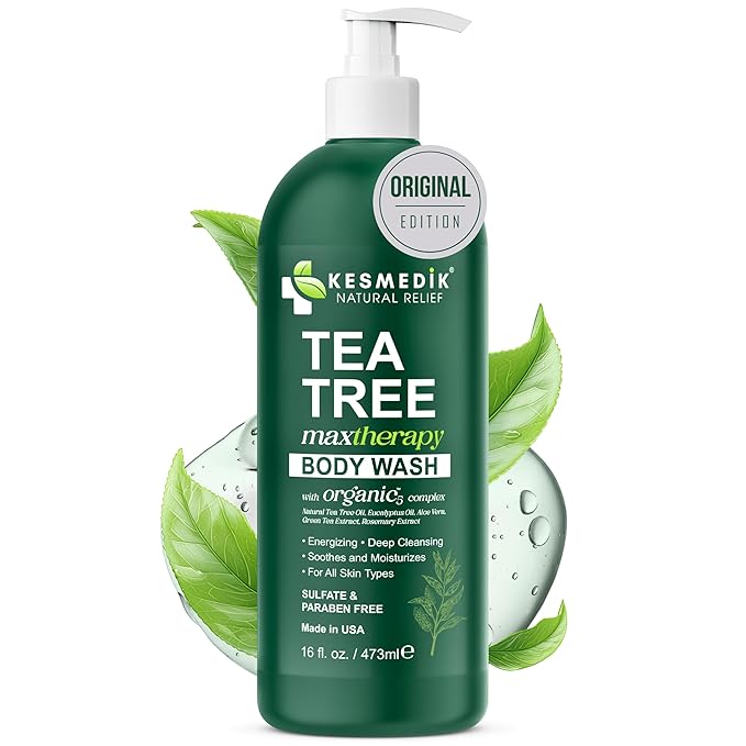 Tea Tree Body Wash MaxTherapy, Itchy Skin Relief, Tea Tree Oil Soap, Soothes Jock Itch, Athlete's Foot, Ringworm, Eczema, Psoriasis & Sensitive Skin, Men & Women, 16 fl oz, Original Edition