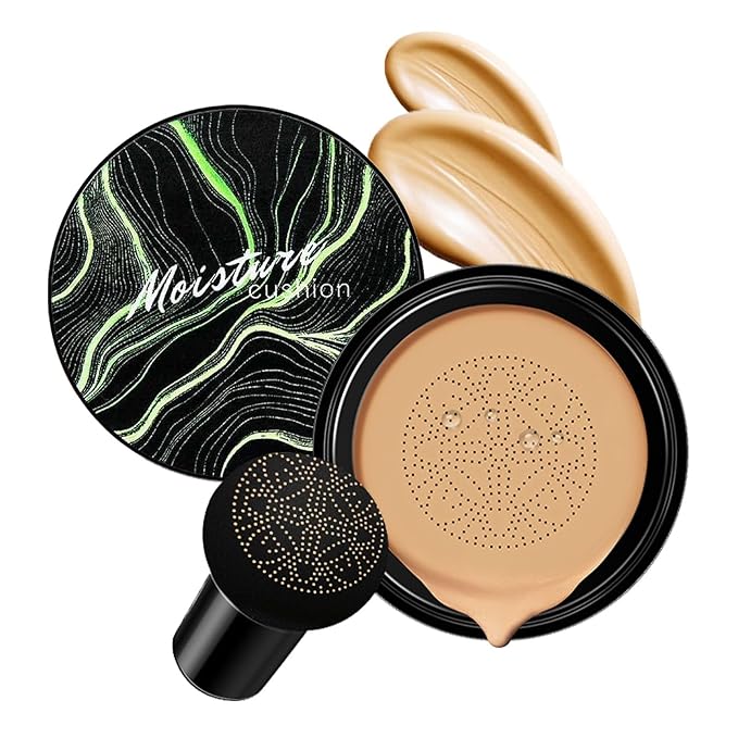 Mushroom Head Air Cushion CC Cream - BB Cream Face Makeup for Mature Skin, Moisturizing Cover Balm Foundation & Long-Lasting Color Correcting Concealer, Even Skin Tone for All Skin Types