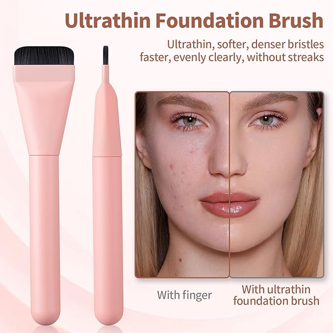 2pcs Face Spatula, Super Thin Blade Makeup Flat Foundation Brush, Premium Face Korean Makeup Brush for Blending Cream, Thin Foundation Brush Makeup Tool Face Foundation Flat Brush