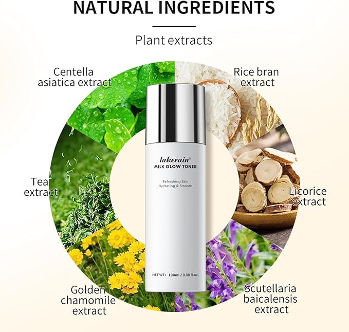 Milk Glow Toner for Face - Deep Hydrating Milky Facial Toner with Niacinamide, Refreshing Skin, Moisturizer & Smooth, Ordinary Toner Skin Care, Cruelty Free, Vegan (100ml)