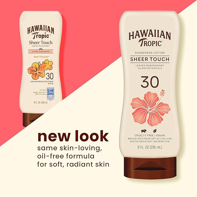 Hawaiian Tropic Sheer Touch Ultra Radiance Lotion Sunscreen SPF 30, 8oz & Sheer Touch Ultra Radiance Lotion Sunscreen SPF 15, 8oz