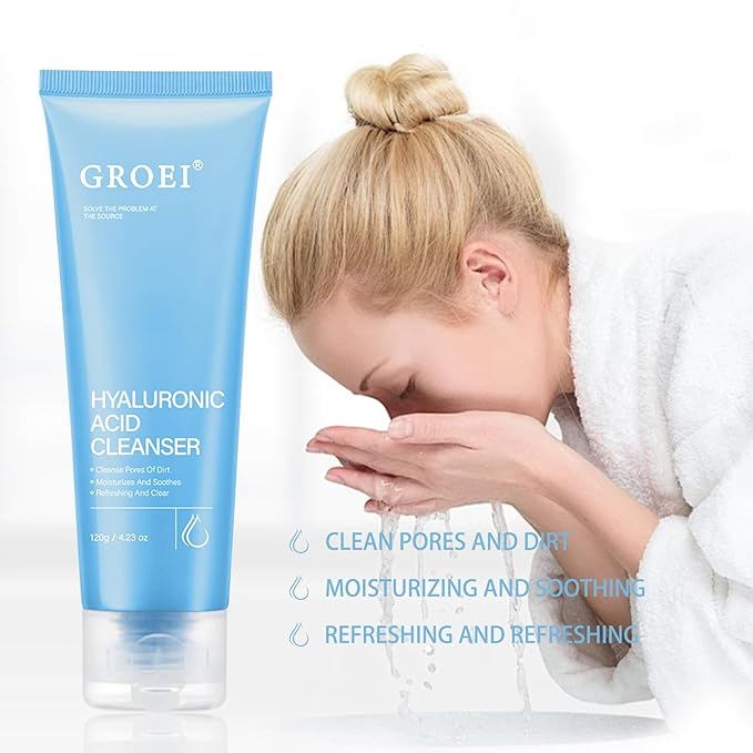 Hydrating Hyaluronic Acid Facial Cleanser for Women - Gentle Oil Cleanser for Face, Korean Skincare Formula, Deep Pore Cleansing, Moisturizing & Refreshing, 120g/4.23oz