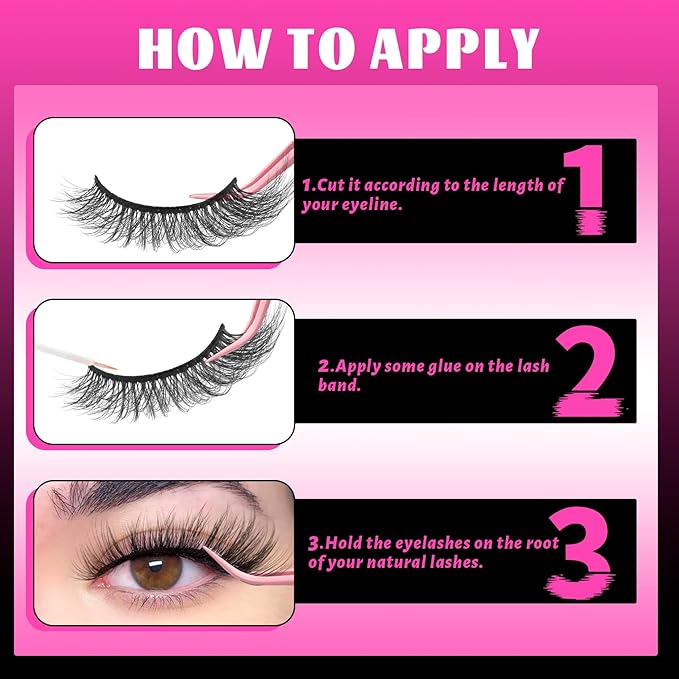 Veleasha Cat Eye Lashes 6D Faux Mink False Eyelashes Fluffy Wispy Strip Lashes Soft 100% Handmade Crisscross Fake Eyelashes Fox Eye Lash 7 Pairs Pack (Fluffy02)
