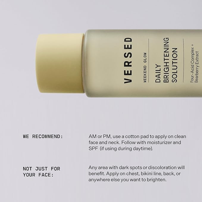 Versed Weekend Glow Daily Brightening AHA Liquid – Gentle Exfoliating Toner with Vitamin C and Botanicals – Helps Visibly Improve Skin Clarity and Tone (Weekend Glow - 4 Fl Oz (Pack of 1))