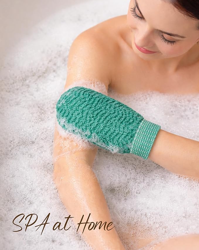 Exfoliating Gloves 2 Pack, Wave Texture Exfoliating Mitt for Dead Skin Remover, Body Scrub Gloves for Bath Shower, Korean Exfoliating Mitt, Loofah Alternative Body Scrubber for Women & Men