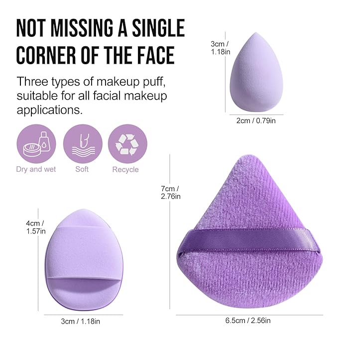 BS-MALL 14 Pcs Travel-friendly Makeup Brush Set With Eyeshadow Brush, Foundation Brush, Triangle Puff & Finger Sponges, Mini Makeup Sponge & Magic Tape Storage Bag For Daily Use