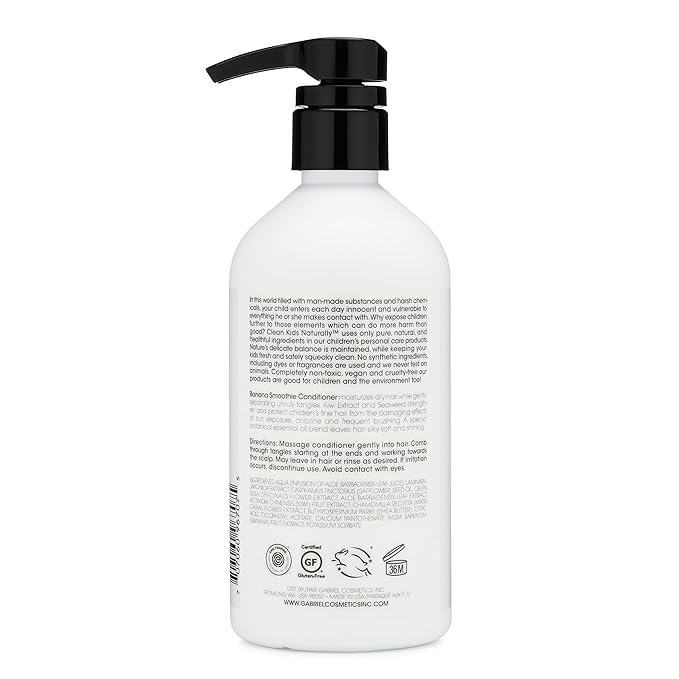 Clean Kids Naturally Conditioner, All-Natural, Gluten-free, Vegan, and Cruelty-free, Paraben-Free, EWG Verified, 16 oz (1 Bottle)