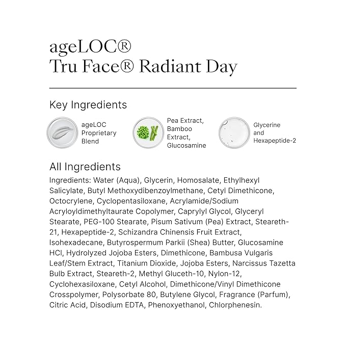 Nu Skin ageLOC Tru Face Radiant Day | Daily Lightweight Moisturizer With SPF 22 For Smoother, Youthful Look | Peptide & Botanical Blend For Skin Texture & Tone | 1.0 fl oz
