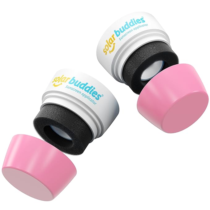 Solar Buddies Replacement Duo Heads with Spare Lids – Compatible with the refillable kids’ sunscreen applicator – Holds 100ml/3.4 fl oz (NOT a full unit). (Pink,Pink)