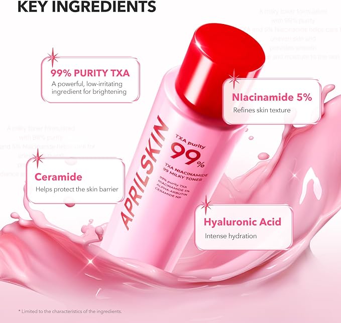 APRILSKIN TXA Pink Overnight Skincare Duo: TXA Niacinamide 99 Pink Milky Toner and TXA Niacinamide 99 Overnight Wrapping Mask