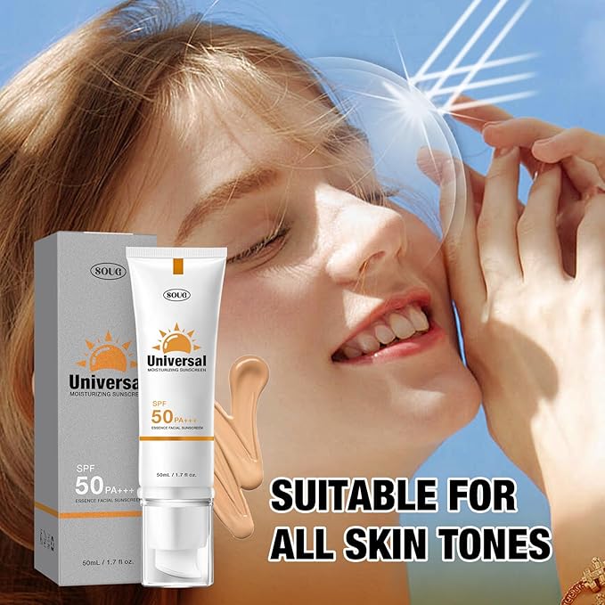 Tinted Sunscreen for Face SPF 50,Universal Protector Solar Moisturizing SPF50 PA+++, Travel Size, No Sticky Refreshing Skin Care Solution for All Skin Type (2PC)