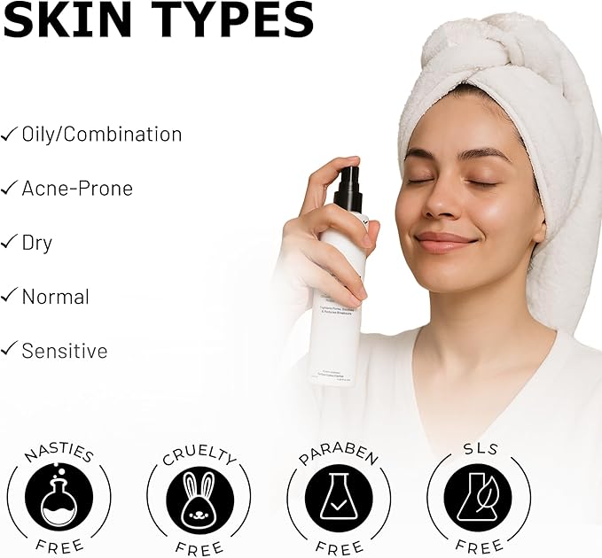 Luminous Hydrating Face Toner with Ginseng, Niacinamide and Mulberry for Dull Skin, Pore Tightening, Acne Control, Brightening | for All Skin Types, Men & Women - 3.38 fl oz
