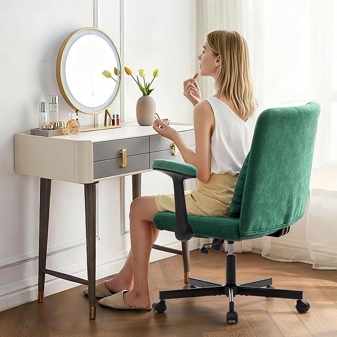 Criss Cross Chair with Armrest,Cross Legged Chair with Wheels,Adjustable Reclining Office Chair - Modern for Home Office, Meditation & Creative Work (Green)