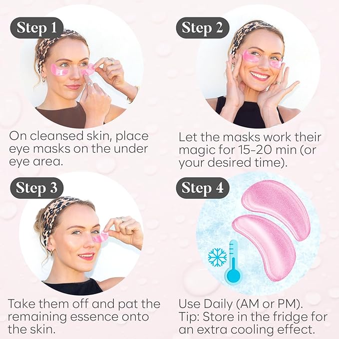 Rose Under Eye Patches (30 Pairs) - Under Eye Mask for Appearance of Dark Circles - For Puffy Eyes Smoothing - Skincare Mask