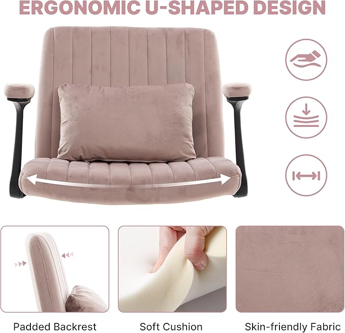 Ergonomic Cross Legged Chair with Wheels,360° Swivel Meditation Chair,ADHD Chair, Criss Cross Desk Chair with Lumbar Support and Adjustable Stool, (Wide seat Cushion, Light Pink)